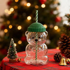 Luxury Bear-Shaped Glass Tumbler With Straw & Lid