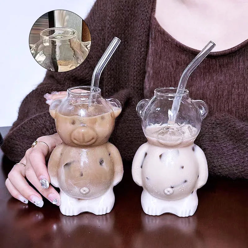Bear Shaped Coffee Mug With Straw
