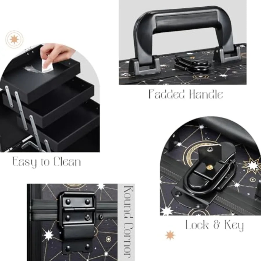 Professional Makeup Organizer Box With Mirror & 3 Trays