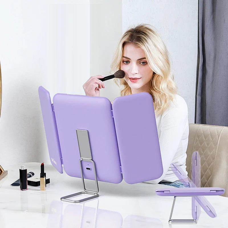 Portable Trifold Led Makeup Mirror with 1X 3X 7X Magnification