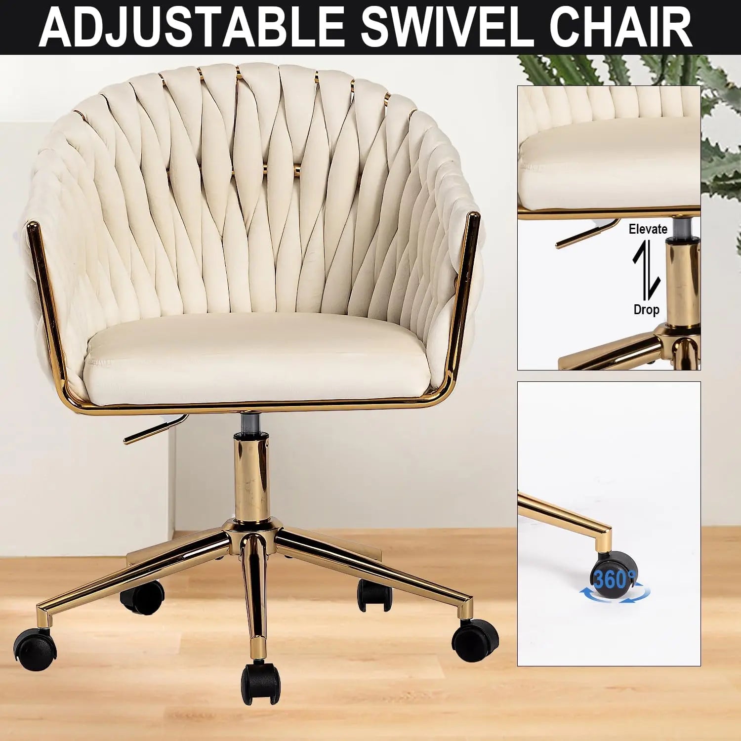 Swivel Vanity Desk Chair - Beige