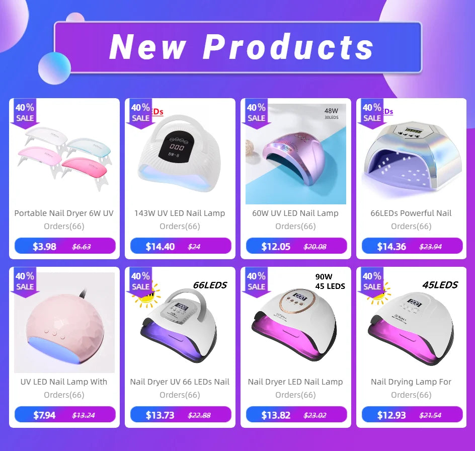 Rechargeable UV LED Nail Dryer Lamp 66W, 4 Timer Setting & 90 LED