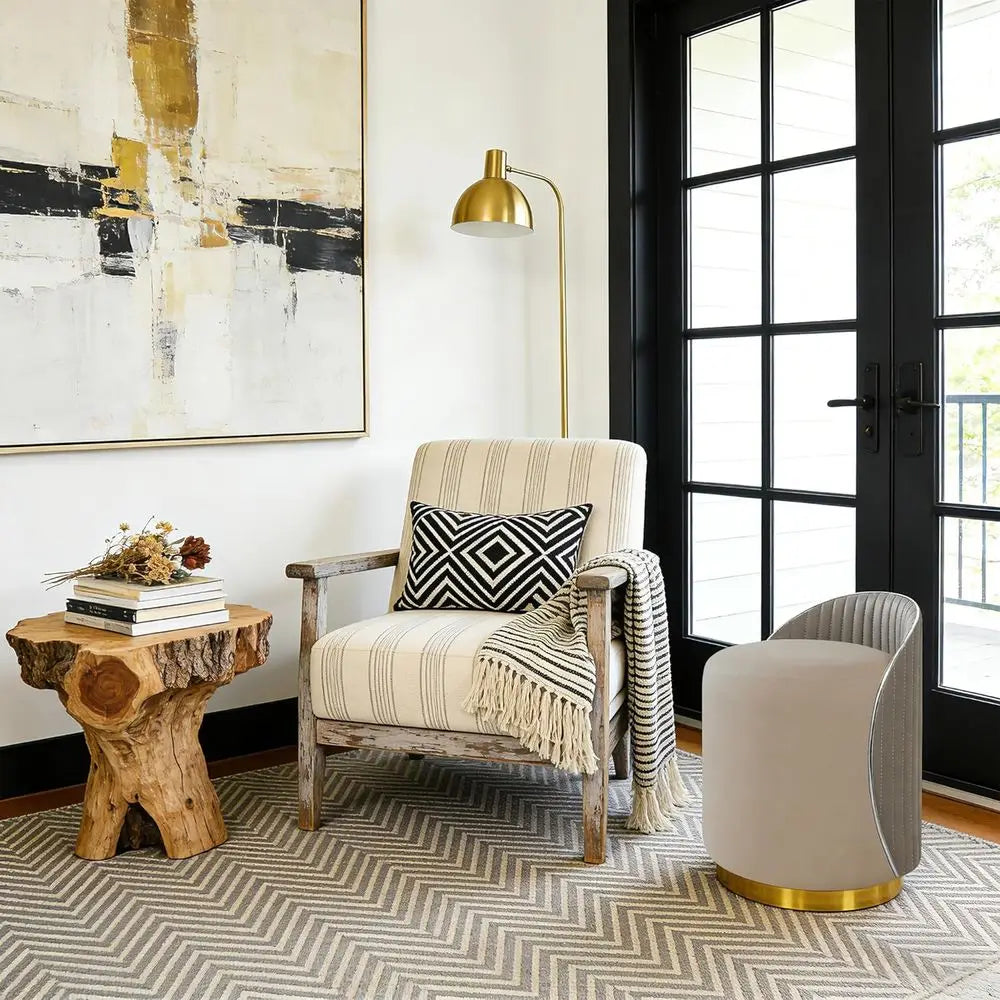 Modern Ottoman Vanity Stool - Gray