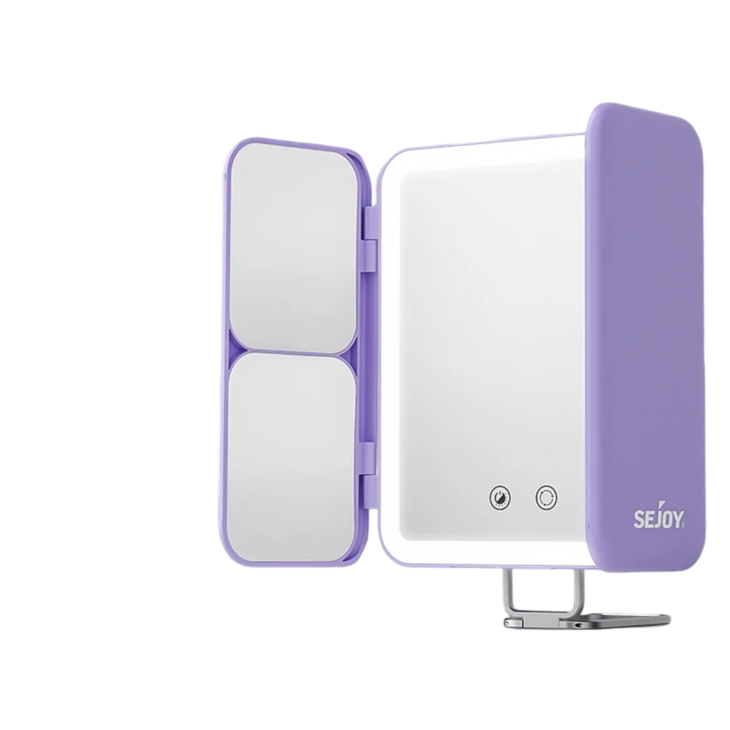 Portable Trifold Led Makeup Mirror with 1X 3X 7X Magnification