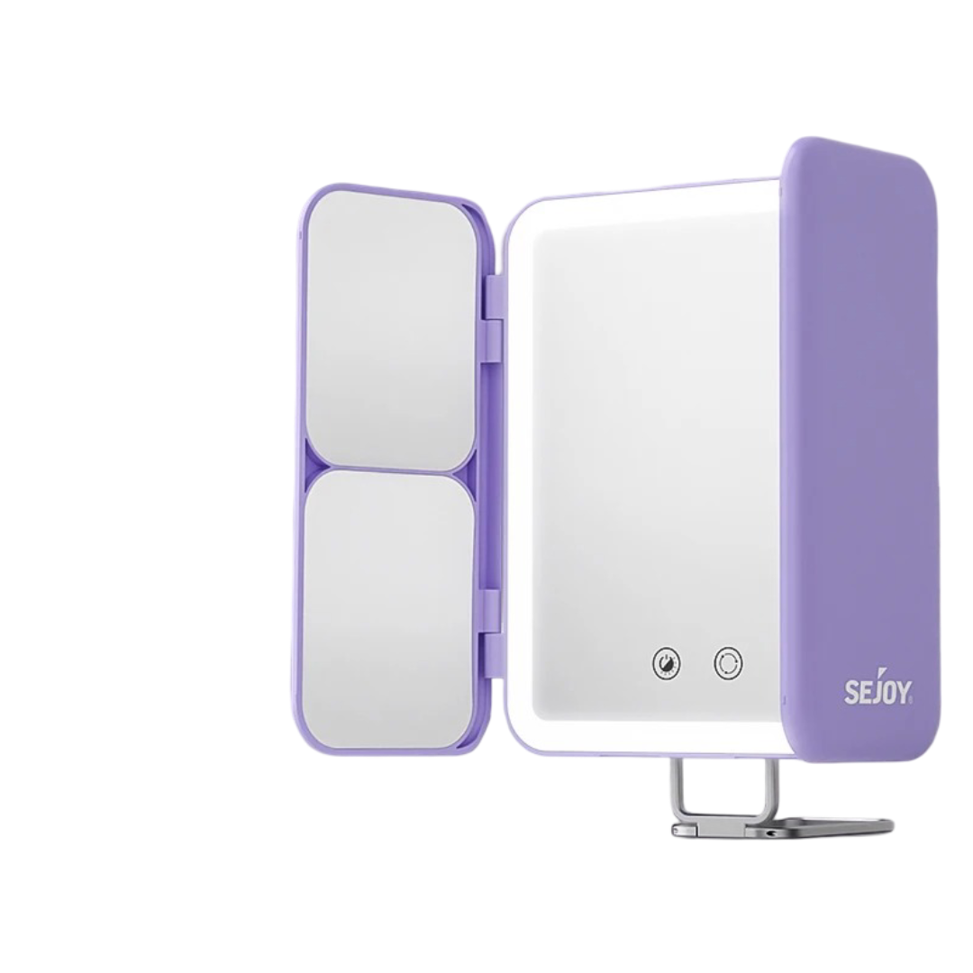 Portable Trifold Led Makeup Mirror with 1X 3X 7X Magnification