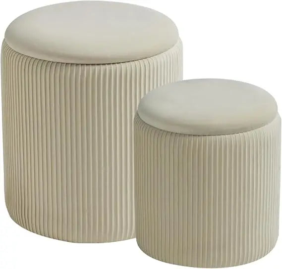 Set Of 2 Luxury Rounded Ottoman Vanity Stool