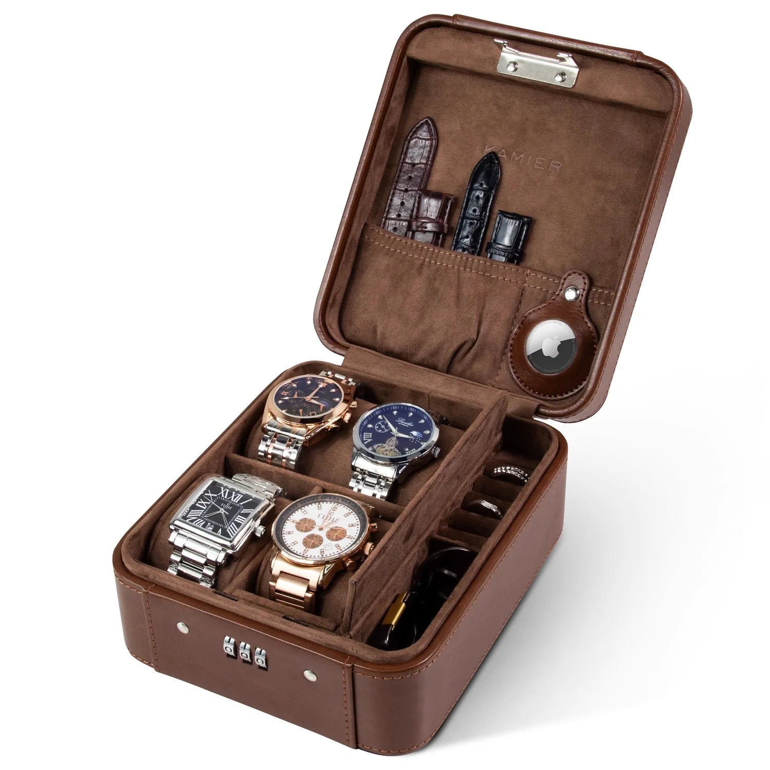 Watch Case & Jewelry Organizer with Combination Lock