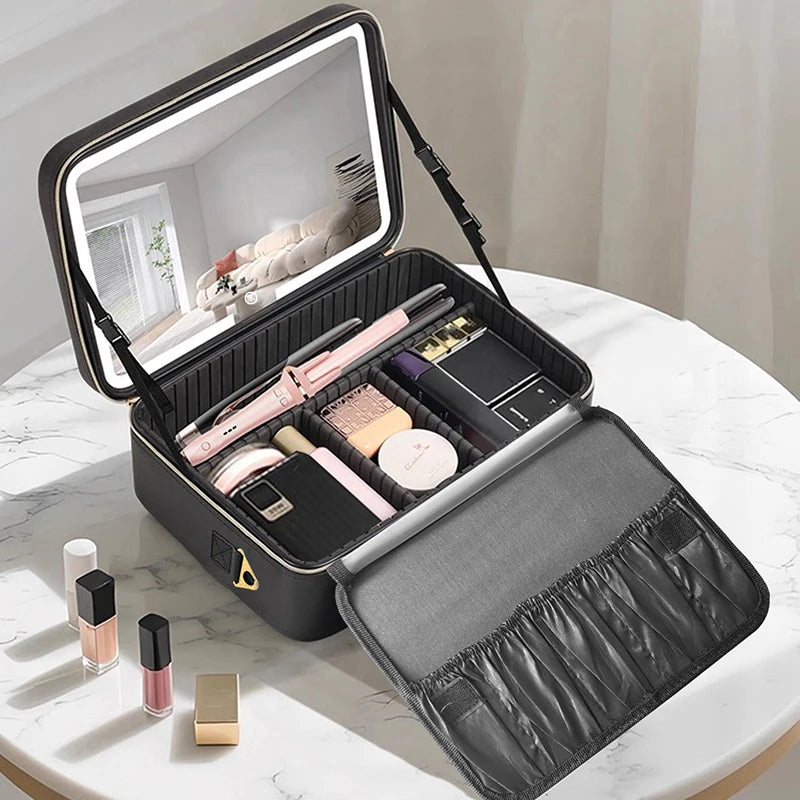 Travel Makeup Bag with Vanity Mirror [Large]