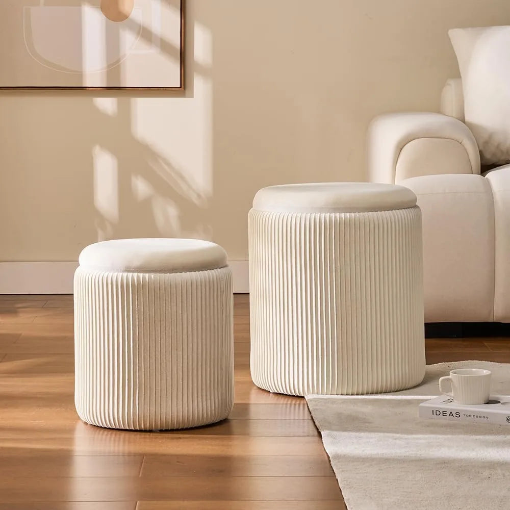 Set Of 2 Luxury Rounded Ottoman Vanity Stool