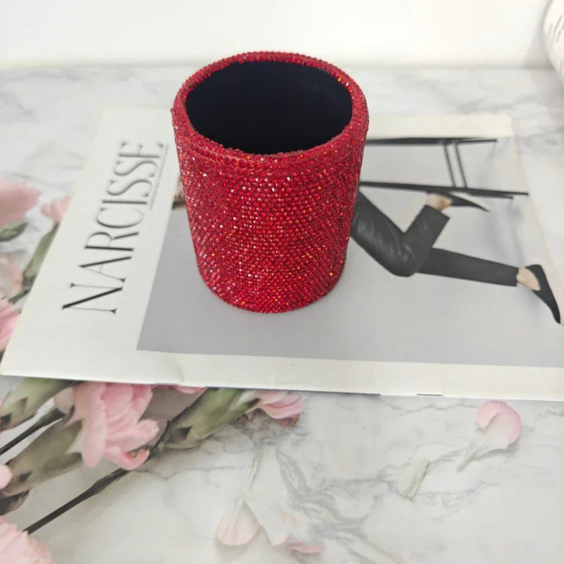 Rhinestone Makeup Brushes With Organizer Bucket