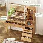 Vanity Desk with Mirror & 5 Drawers