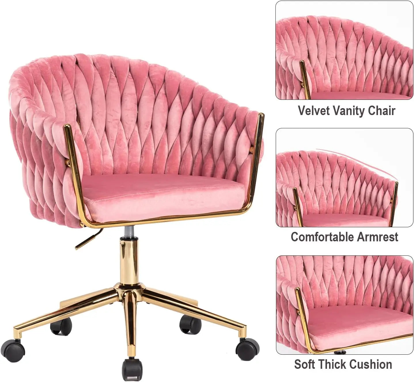 Swivel Vanity Desk Chair - Pink