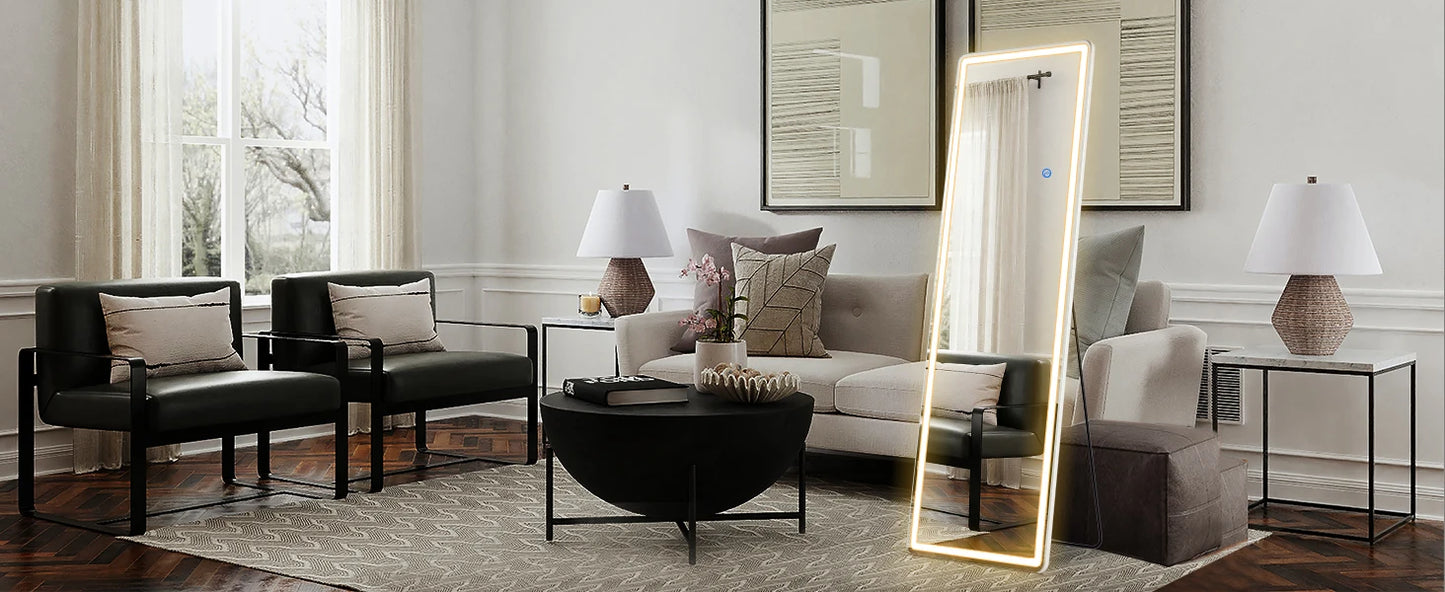 Full-Length LED Mirror with Aluminum Frame [Size: 16"x 60"]