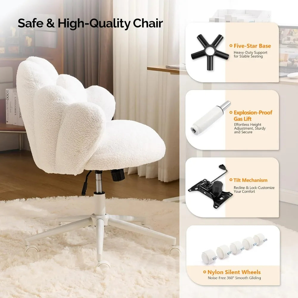 Petal Shape Vanity Chair With Star Pillow