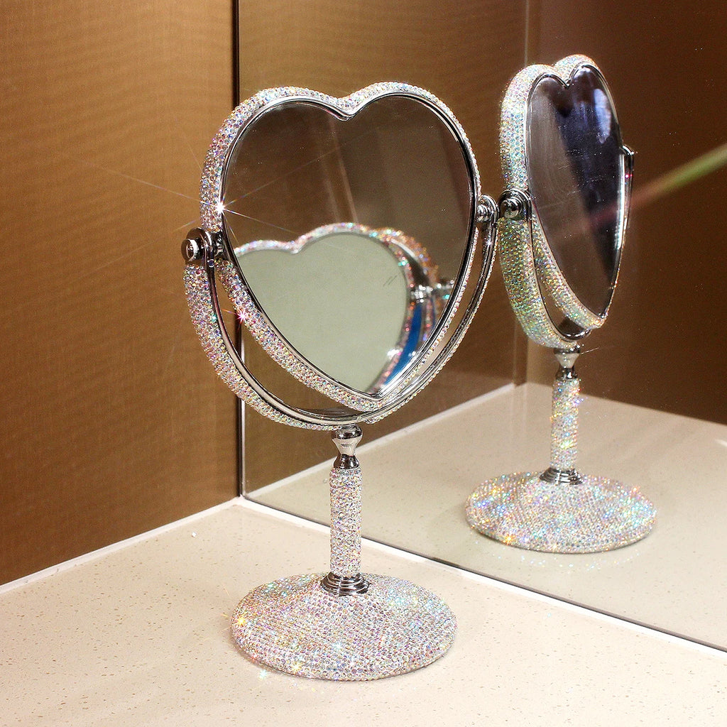 HeartGlow 360° Makeup Mirror (Double-Sided Heart Shape)