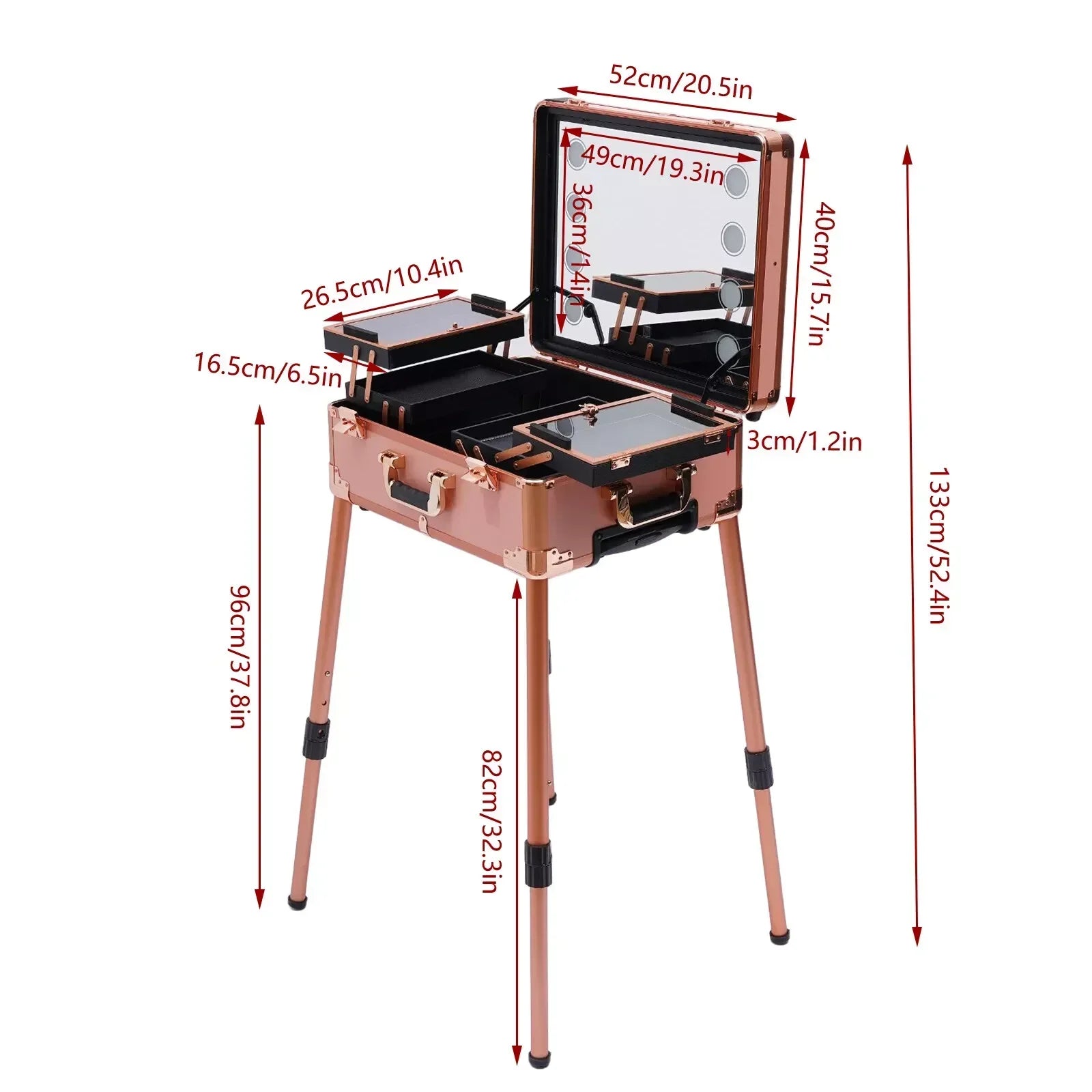 3 Tiers Rolling Makeup Train Case