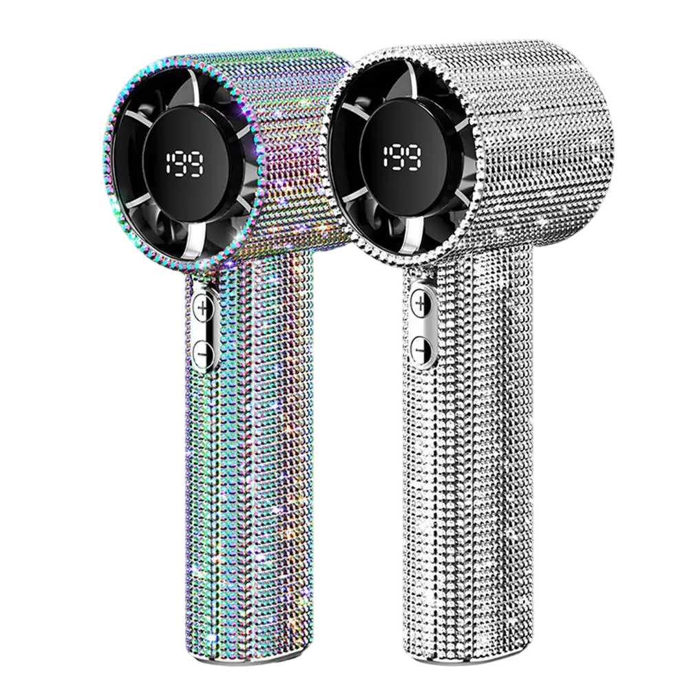 Portable Handheld Fan Covered With Diamonds