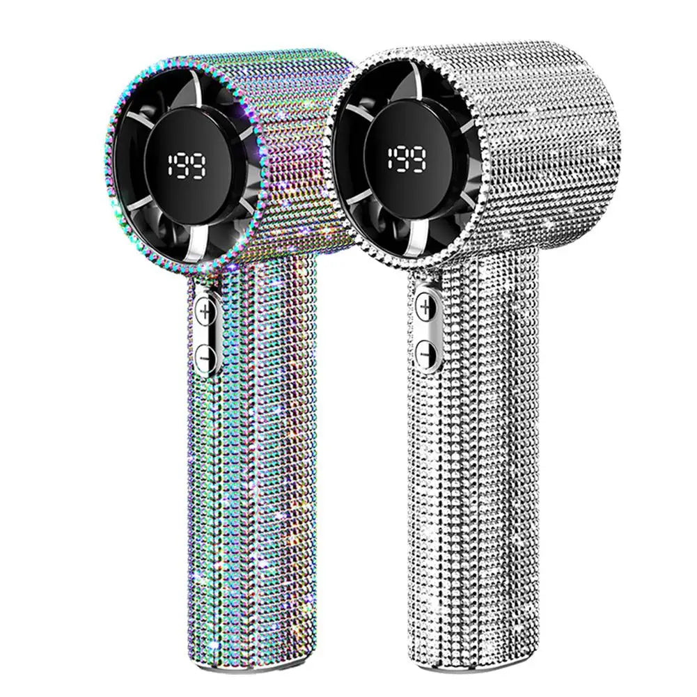 Portable Handheld Fan Covered With Diamonds
