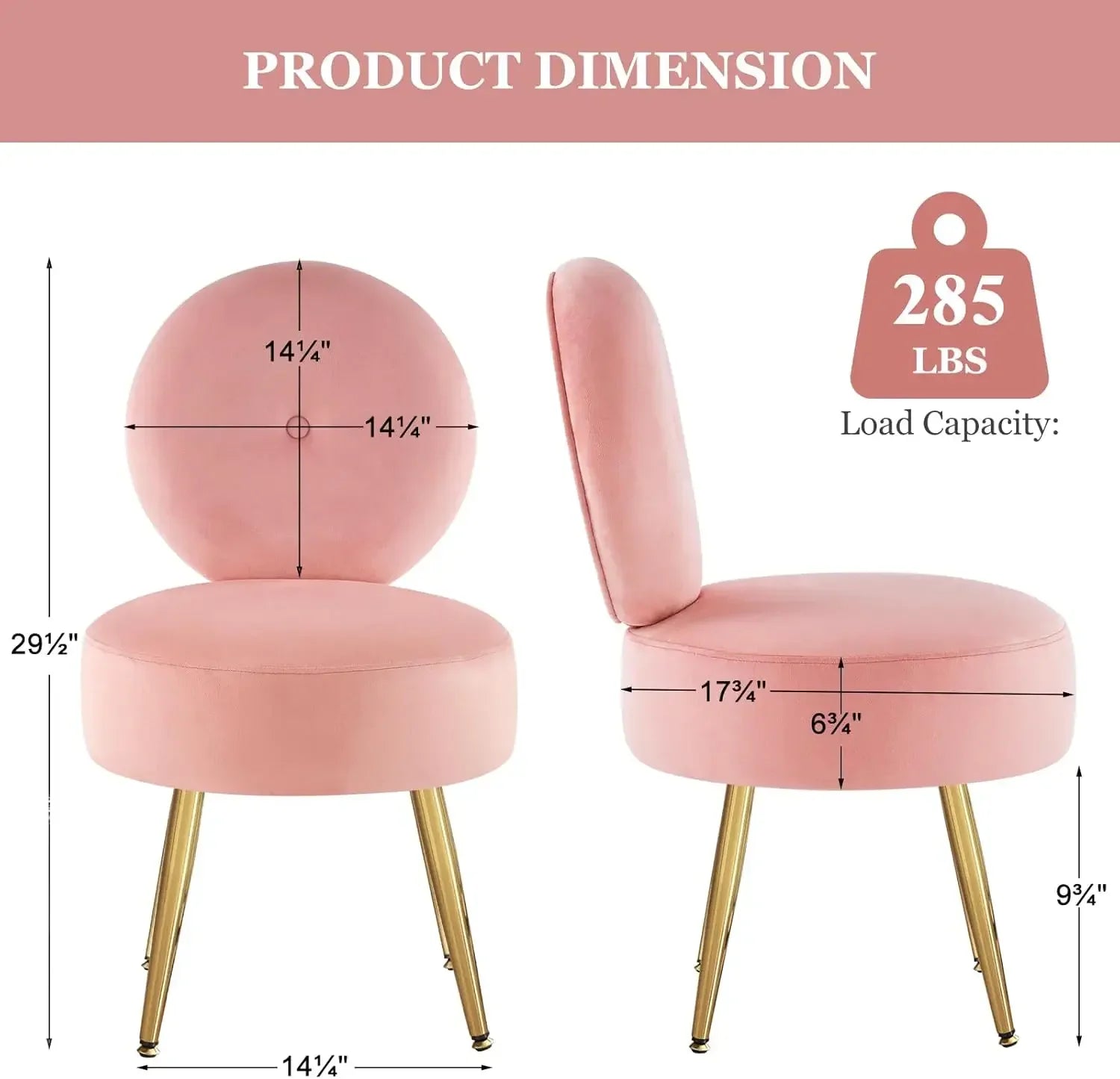 Luxury Vanity Chair with with Gold Legs