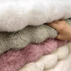 Round Bubble Rabbit Fur Vanity Chair Rug