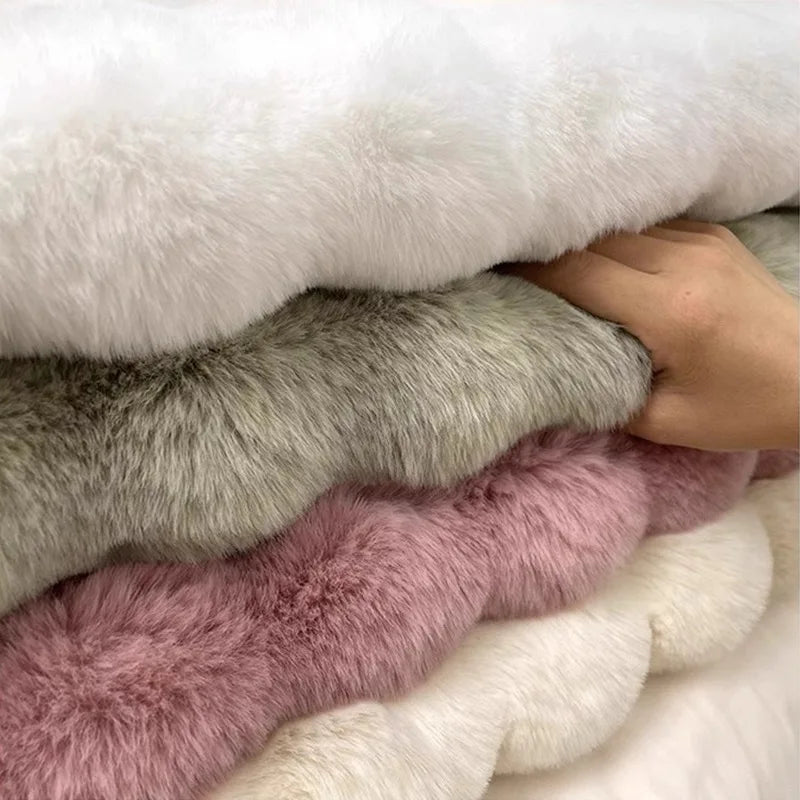 Round Bubble Rabbit Fur Vanity Chair Rug