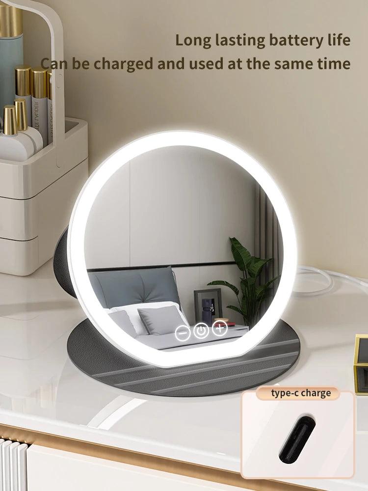 Compact Circular LED Makeup Mirror [7.28/8.66 inch]