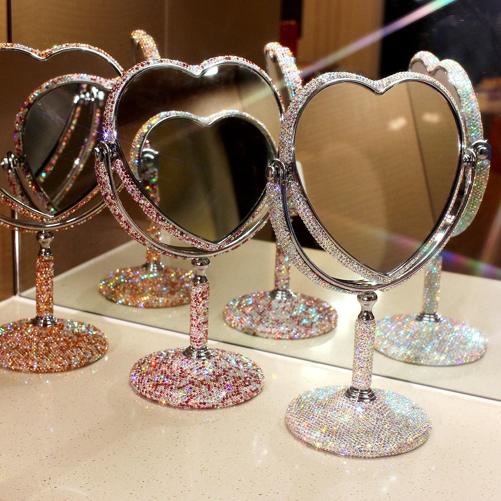 HeartGlow 360° Makeup Mirror (Double-Sided Heart Shape)