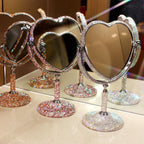 HeartGlow 360° Makeup Mirror (Double-Sided Heart Shape)