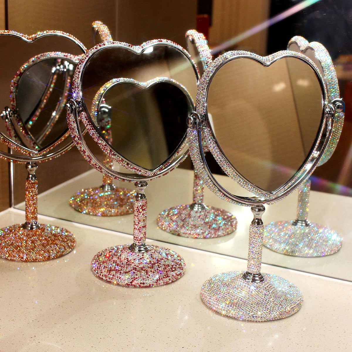 HeartGlow 360° Makeup Mirror (Double-Sided Heart Shape)