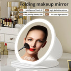 Compact Circular LED Makeup Mirror [7.28/8.66 inch]