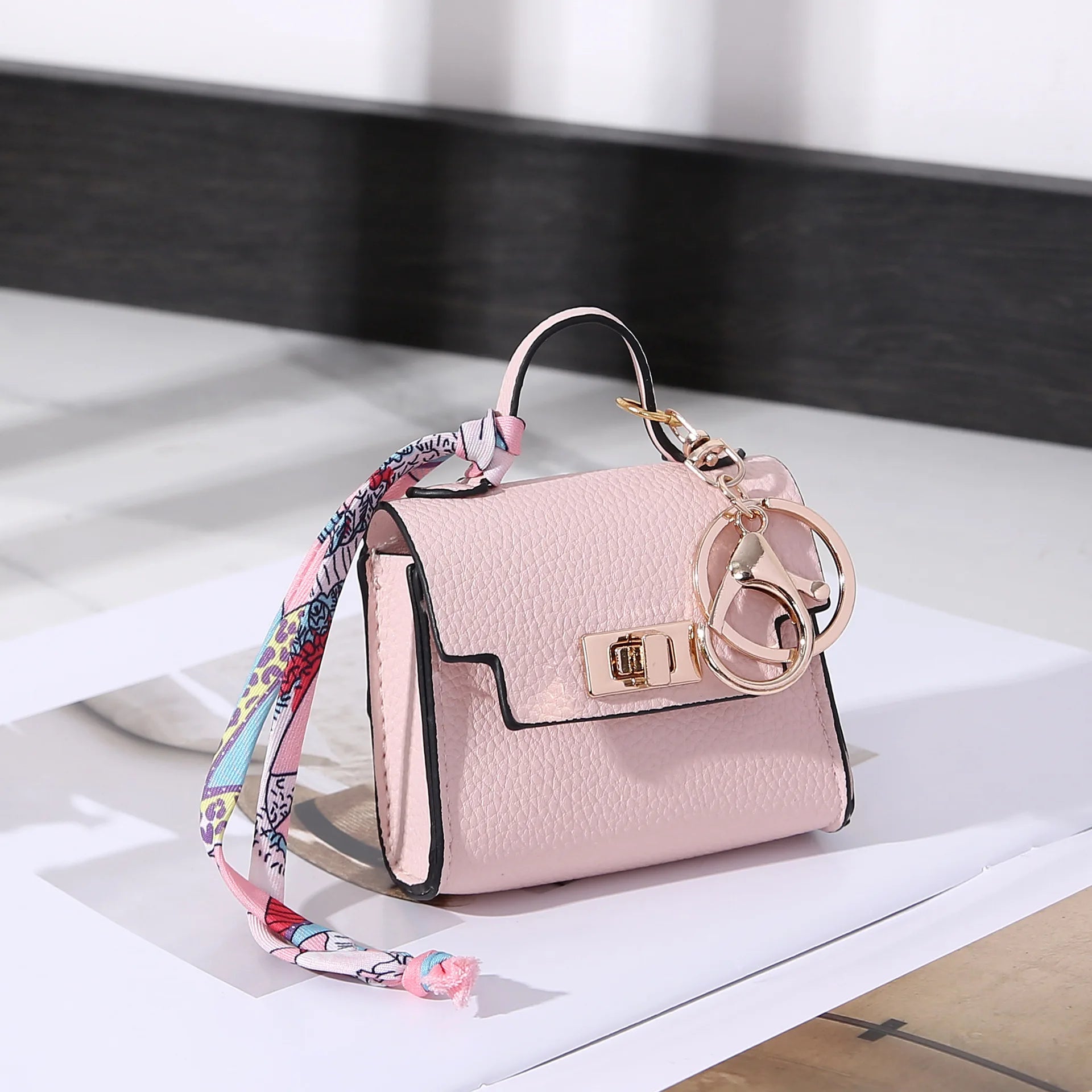 Luxury Mini Leather Bag Keychain For Purse
