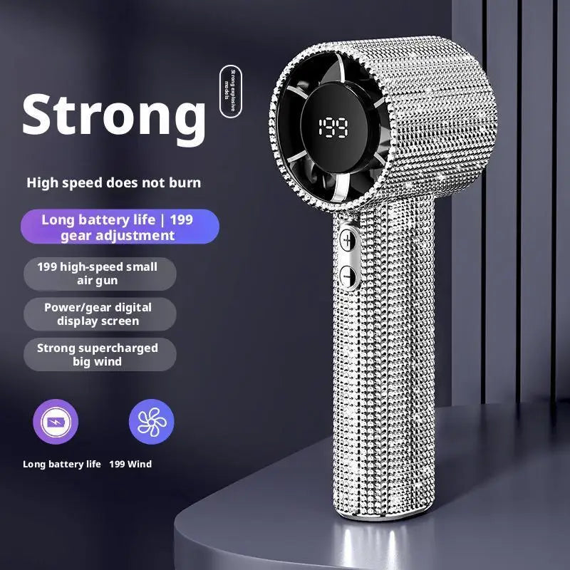 Portable Handheld Fan Covered With Diamonds