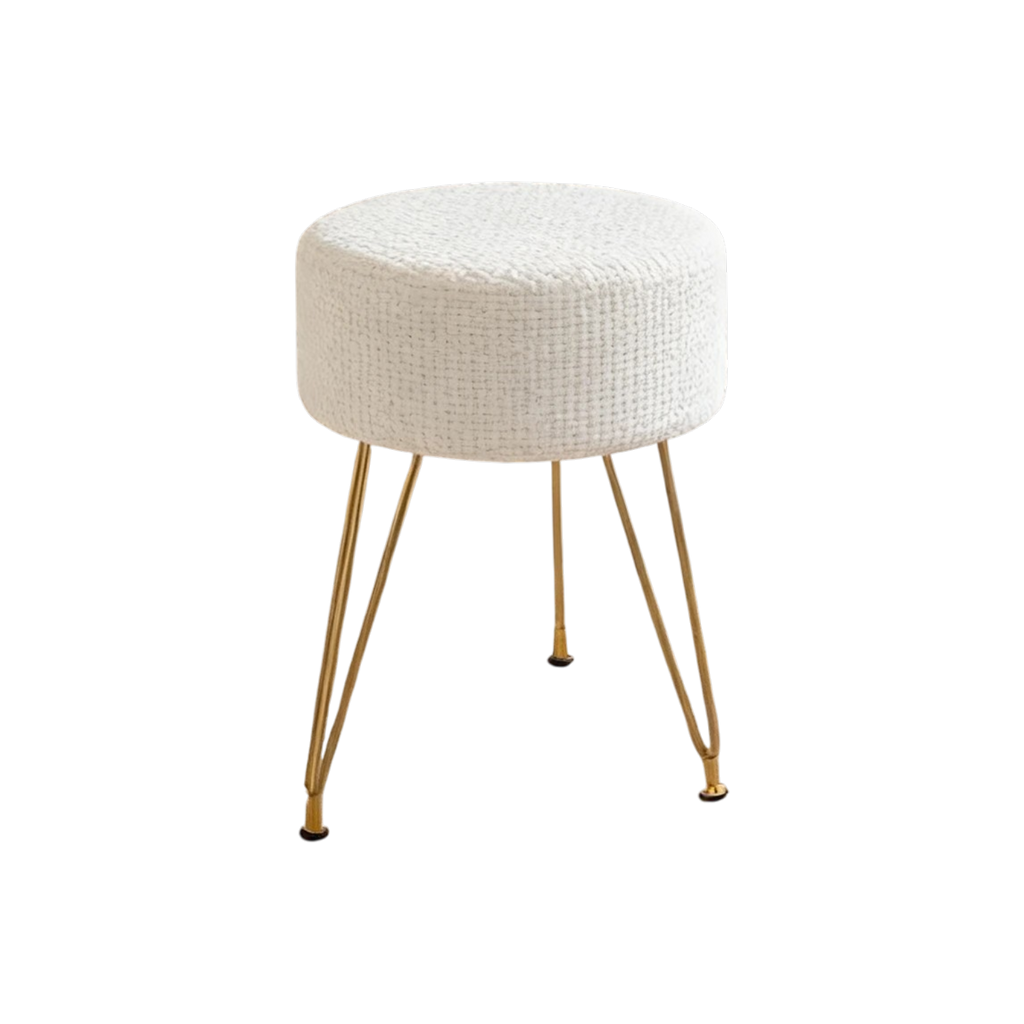 Round Ottoman Velvet Vanity Stool