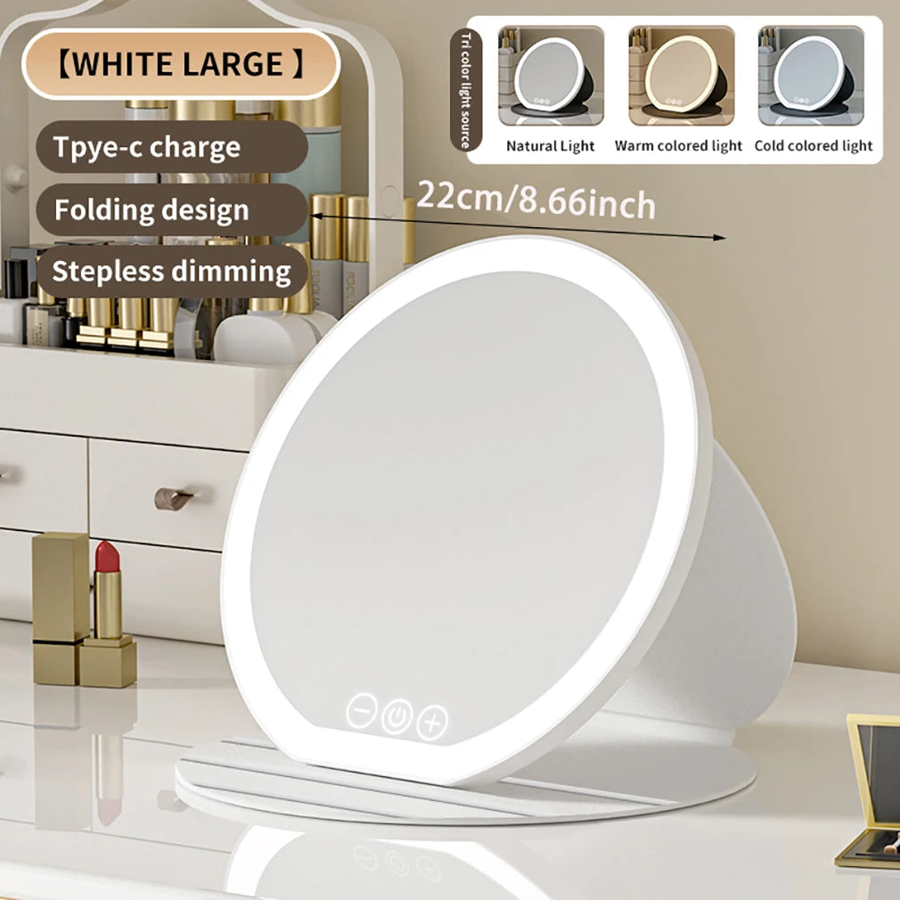 Compact Circular LED Makeup Mirror [7.28/8.66 inch]