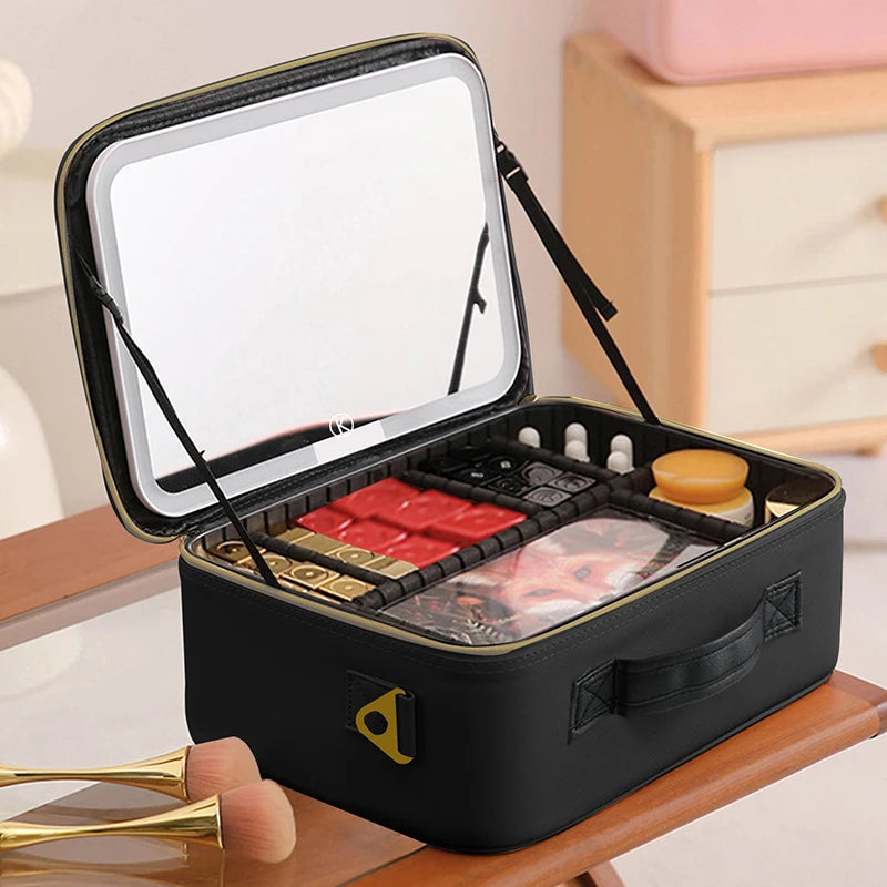 Travel Makeup Bag with Vanity Mirror [Large]