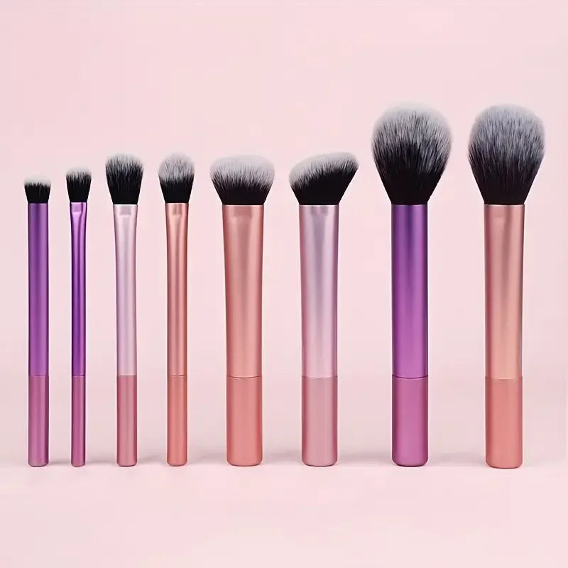 Soft Synthetic Makeup Brush Set - 8pcs