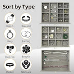 Glass Lid Jewelry Organizer With 3 Drawers