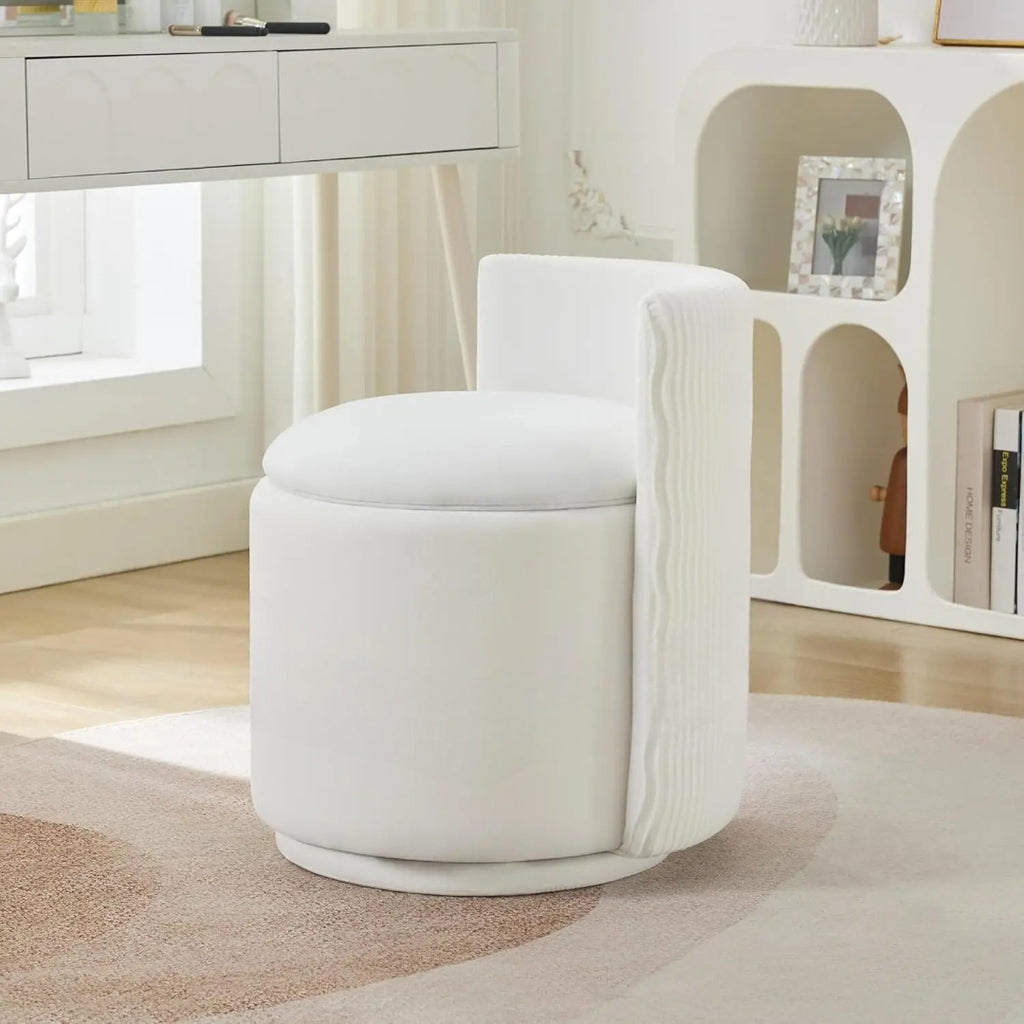 360° Swivel Dressing Table Stool - White