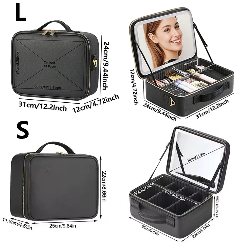 Travel Makeup Bag with Vanity Mirror [Large]