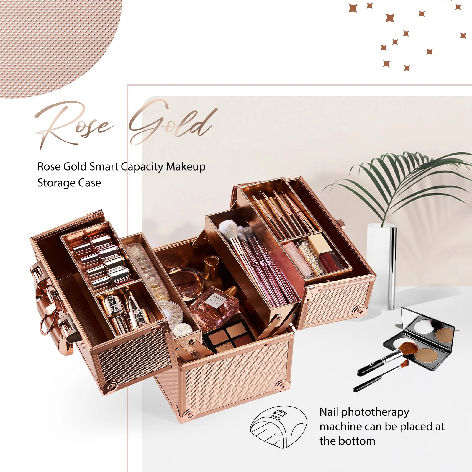 Portable Alloy Cosmetics Makeup Case