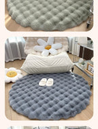 Round Bubble Rabbit Fur Vanity Chair Rug