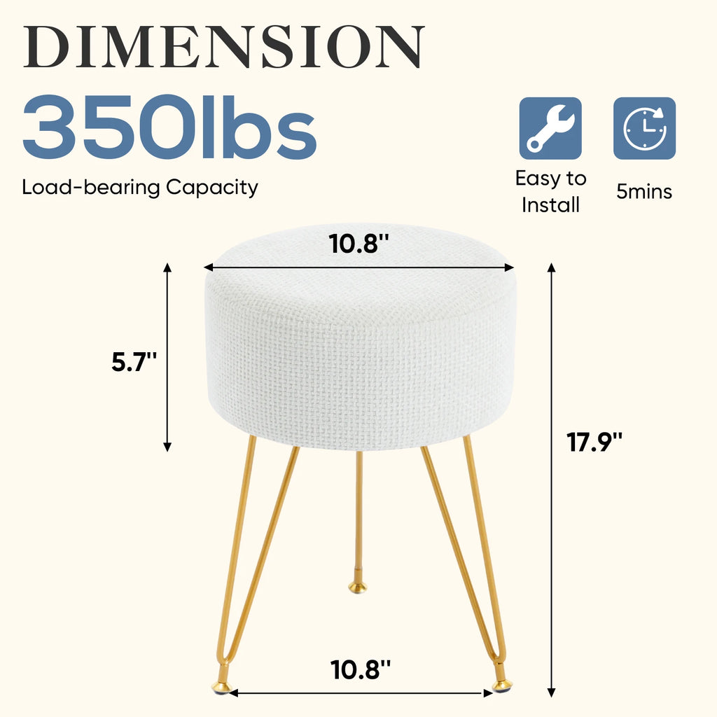Round Ottoman Velvet Vanity Stool