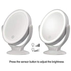 Rounded Double Sided Standing Makeup Mirror With LED Light & Magnification [1X/7X]