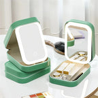 Portable Makeup Jewelry Storage Box with LED Mirror