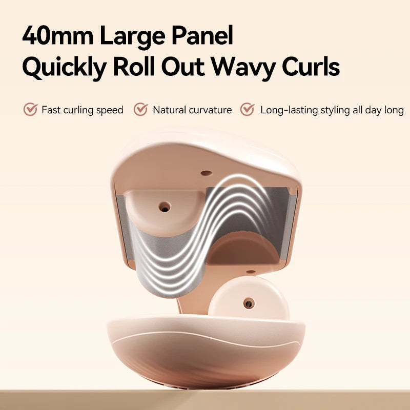 Wavy Hair Crimper with Curling Iron - Beige