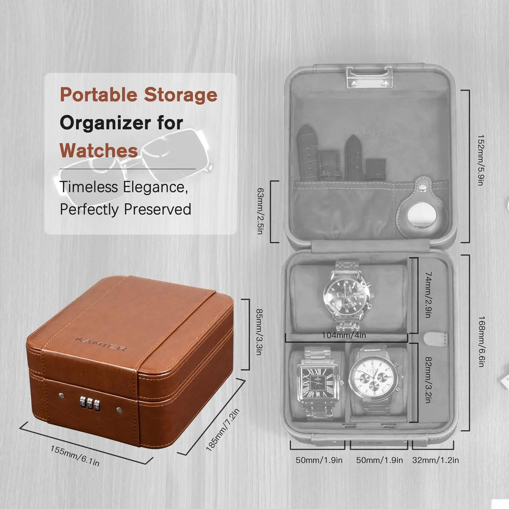 Watch Case & Jewelry Organizer with Combination Lock