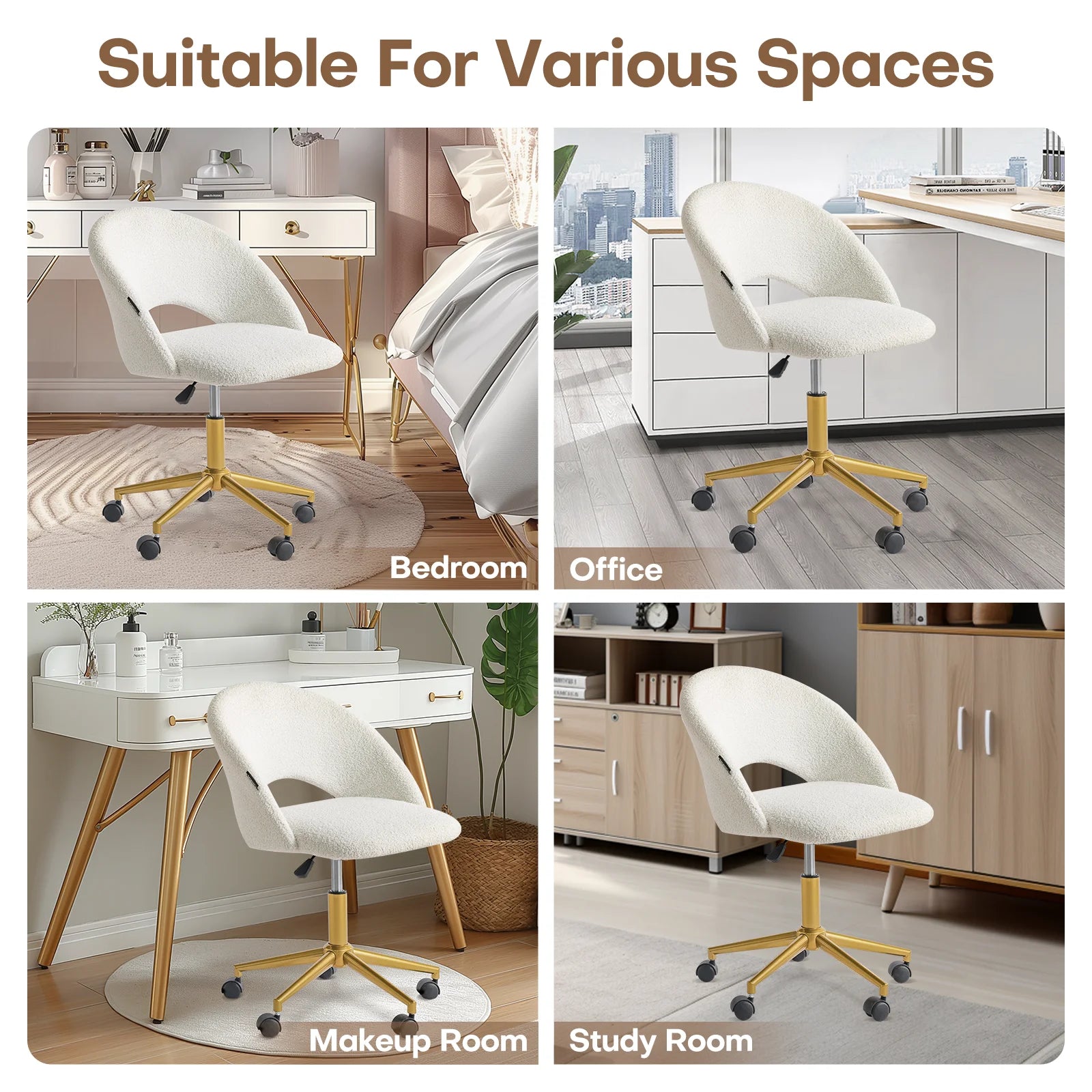Makeup Vanity Desk  Adjustable Swivel Chair