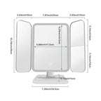 Trifold LED Makeup Mirror with 2x/3x/10x Magnification