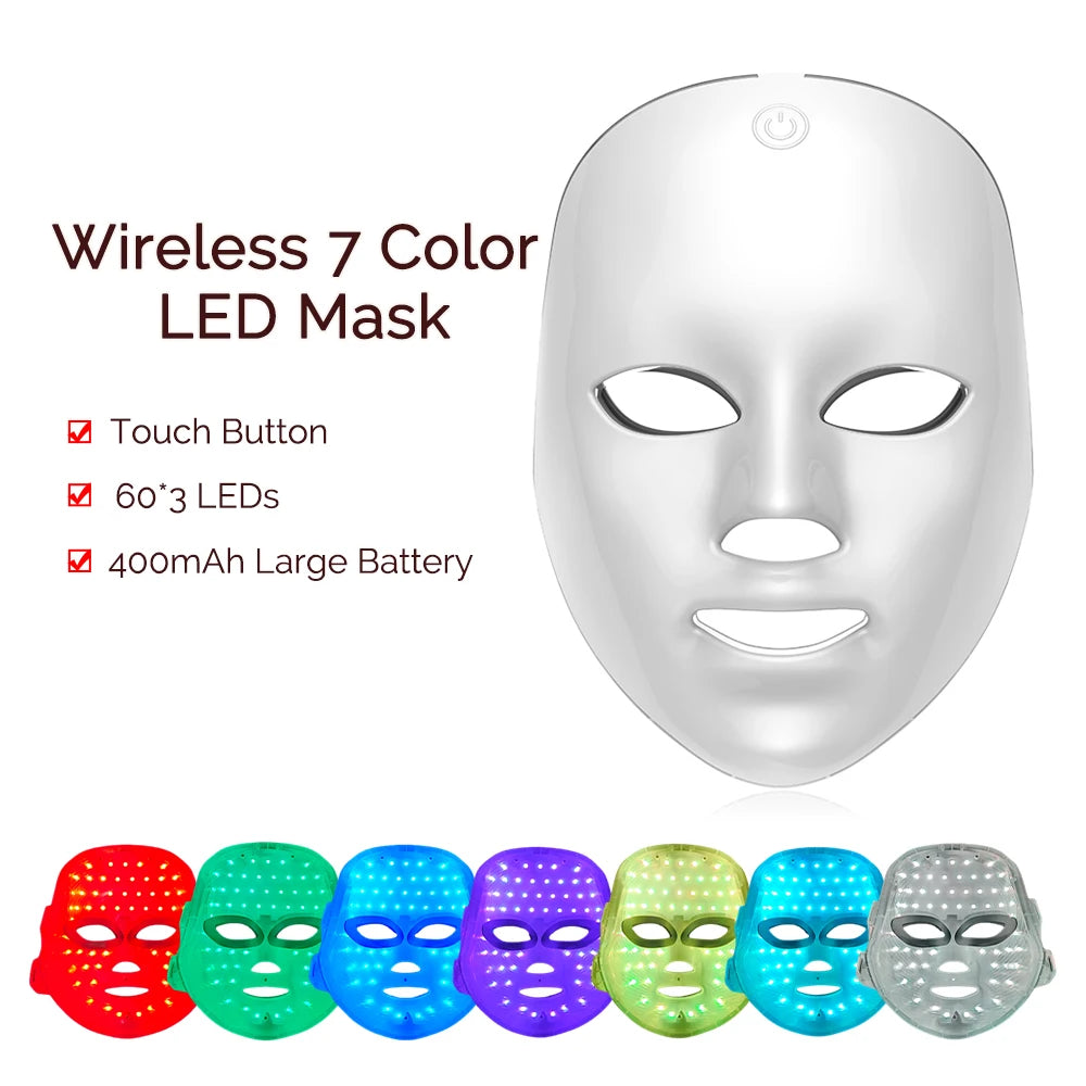 Wireless LED Light Therapy Face Mask with 7 Colors