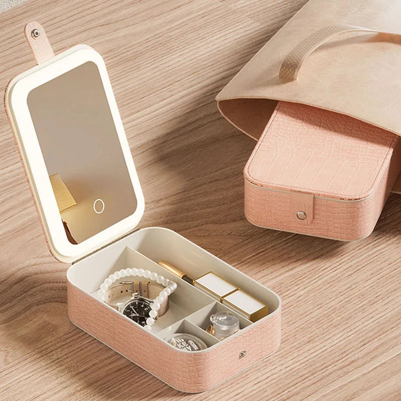 Makeup & Jewelry Storage Box With LED Mirror